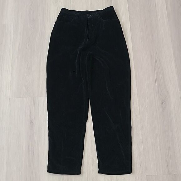 Lauren Ralph Lauren Blue Navy Wide Leg Pants Velvet Velour 6 Petite preppy - Picture 1 of 7